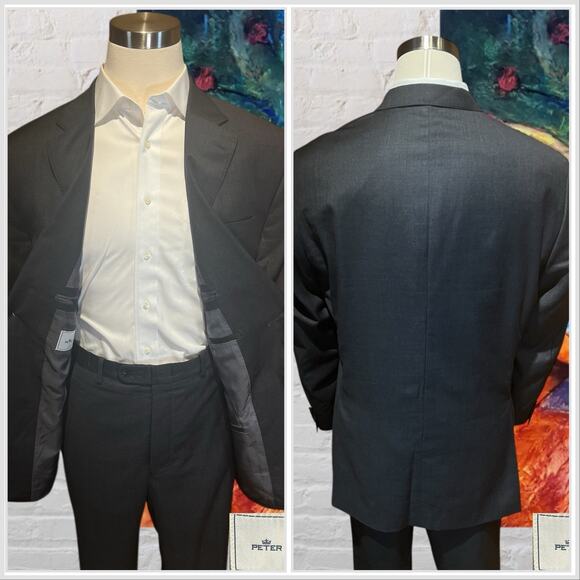 Peter Millar 50L 42x30 Charcoal Gray Nailhead Quality Wool 2 Piece Suit - Picture 6 of 16